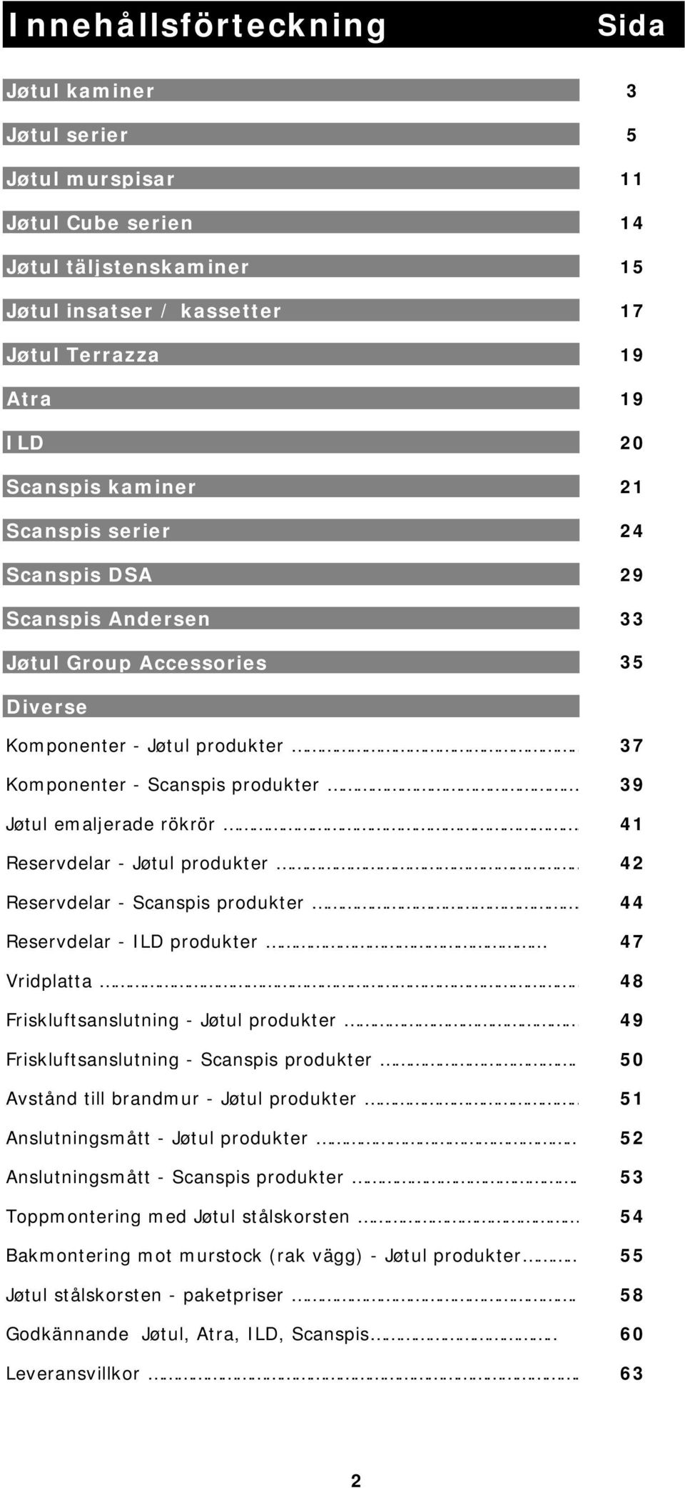 Reservdelar - Jøtul produkter 42 Reservdelar - Scanspis produkter 44 Reservdelar - ILD produkter 47 Vridplatta 48 Friskluftsanslutning - Jøtul produkter 49 Friskluftsanslutning - Scanspis produkter