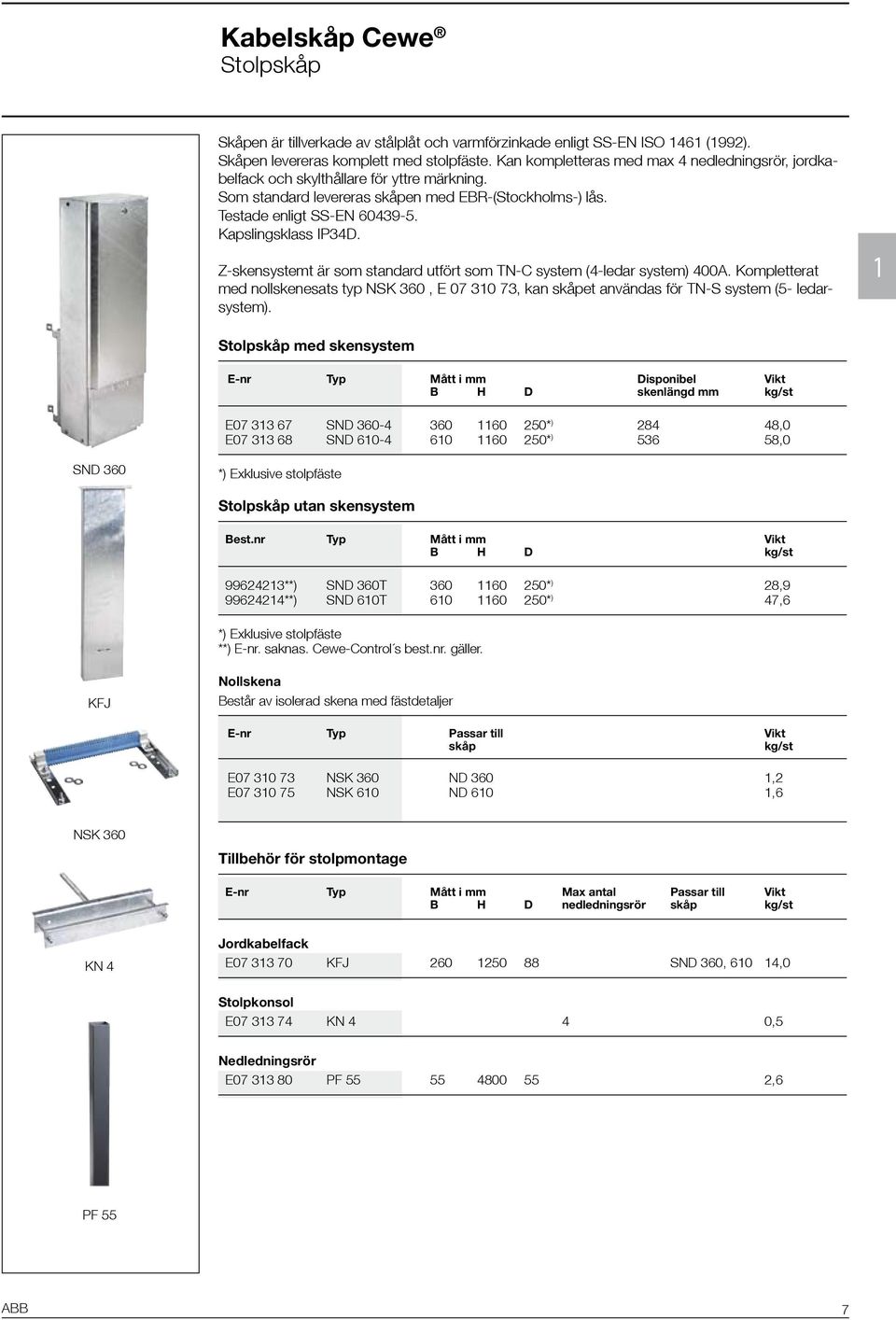 Kapslingsklass IP34D. Z-skensystemt är som standard utfört som TN-C system (4-ledar system) 400A.