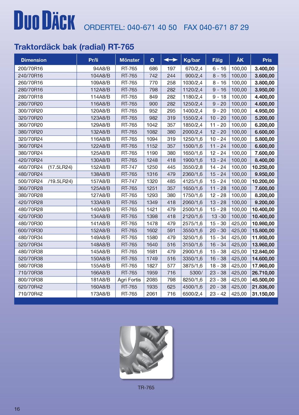 950,00 280/70R18 114A8/B RT-765 849 282 1180/2,4 9-18 100,00 4.400,00 280/70R20 116A8/B RT-765 900 282 1250/2,4 9-20 100,00 4.600,00 300/70R20 120A8/B RT-765 952 295 1400/2,4 9-20 100,00 4.