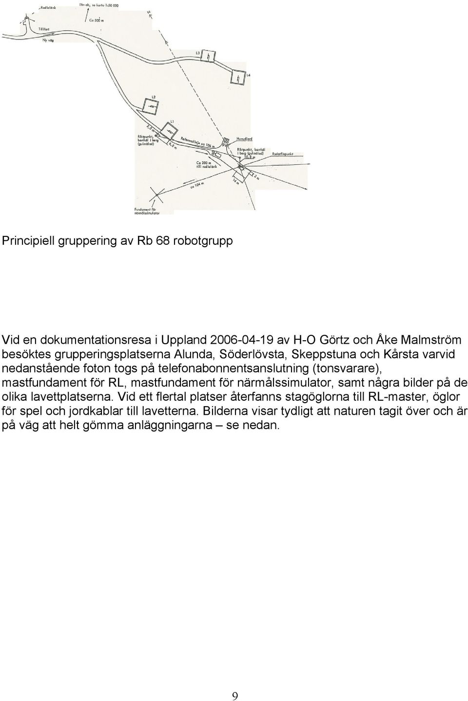 mastfundament för RL, mastfundament för närmålssimulator, samt några bilder på de olika lavettplatserna.