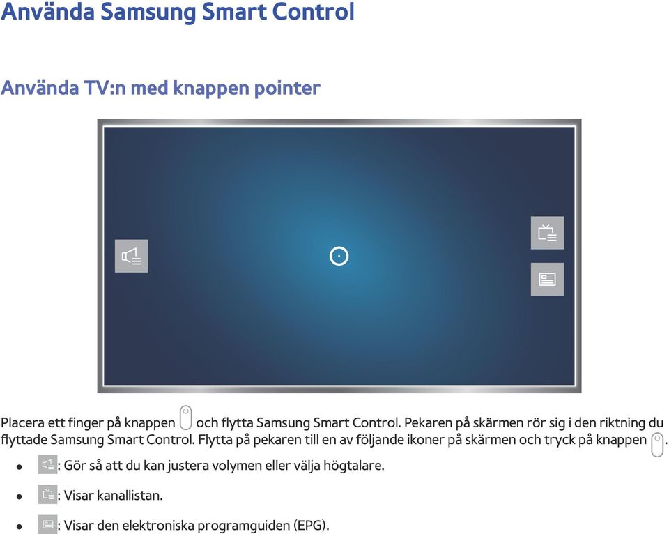 Pekaren på skärmen rör sig i den riktning du flyttade Samsung Smart Control.