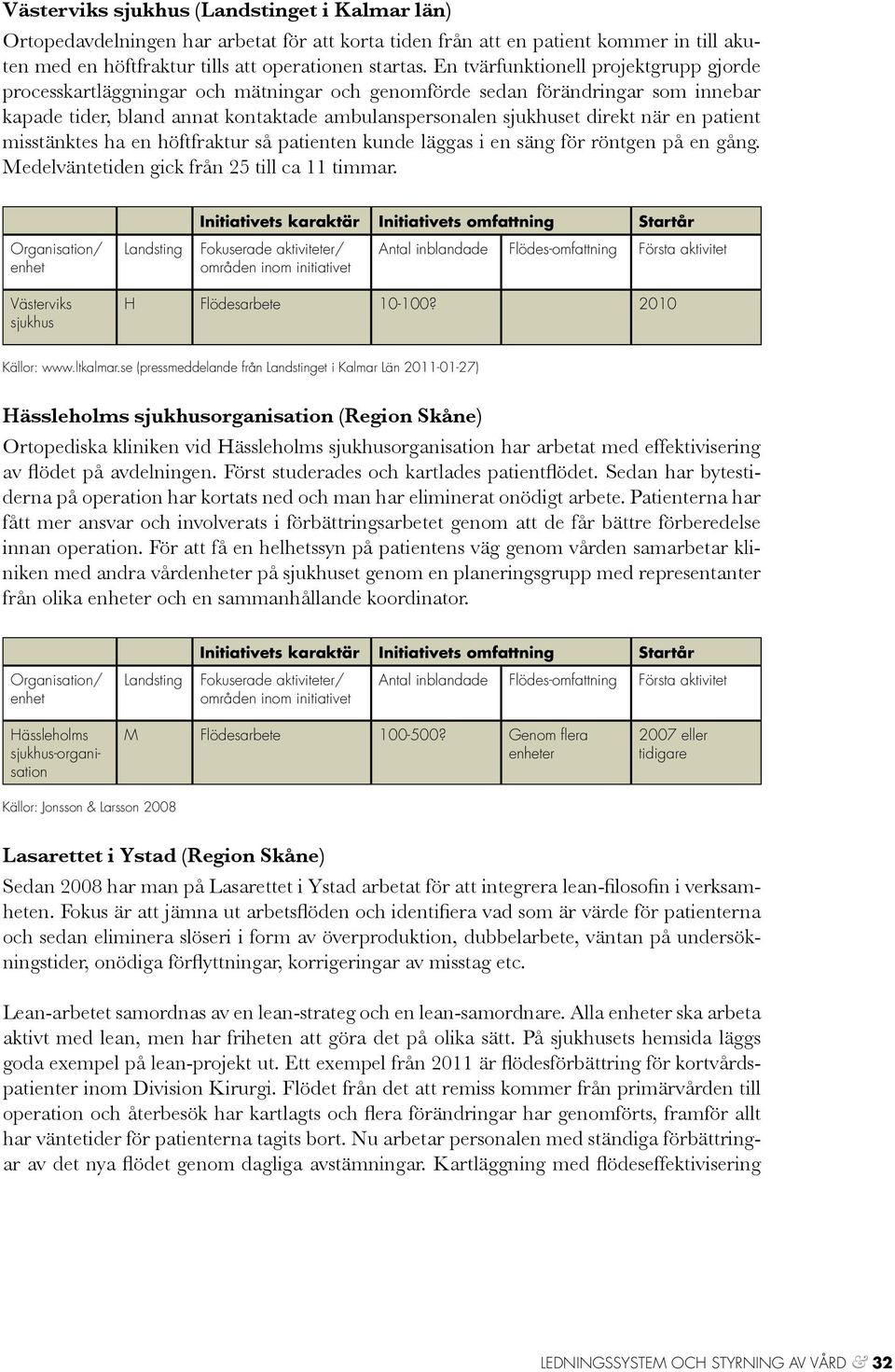 en patient misstänktes ha en höftfraktur så patienten kunde läggas i en säng för röntgen på en gång. Medelväntetiden gick från 25 till ca 11 timmar. Västerviks sjukhus H 10-100? 2010 Källor: www.