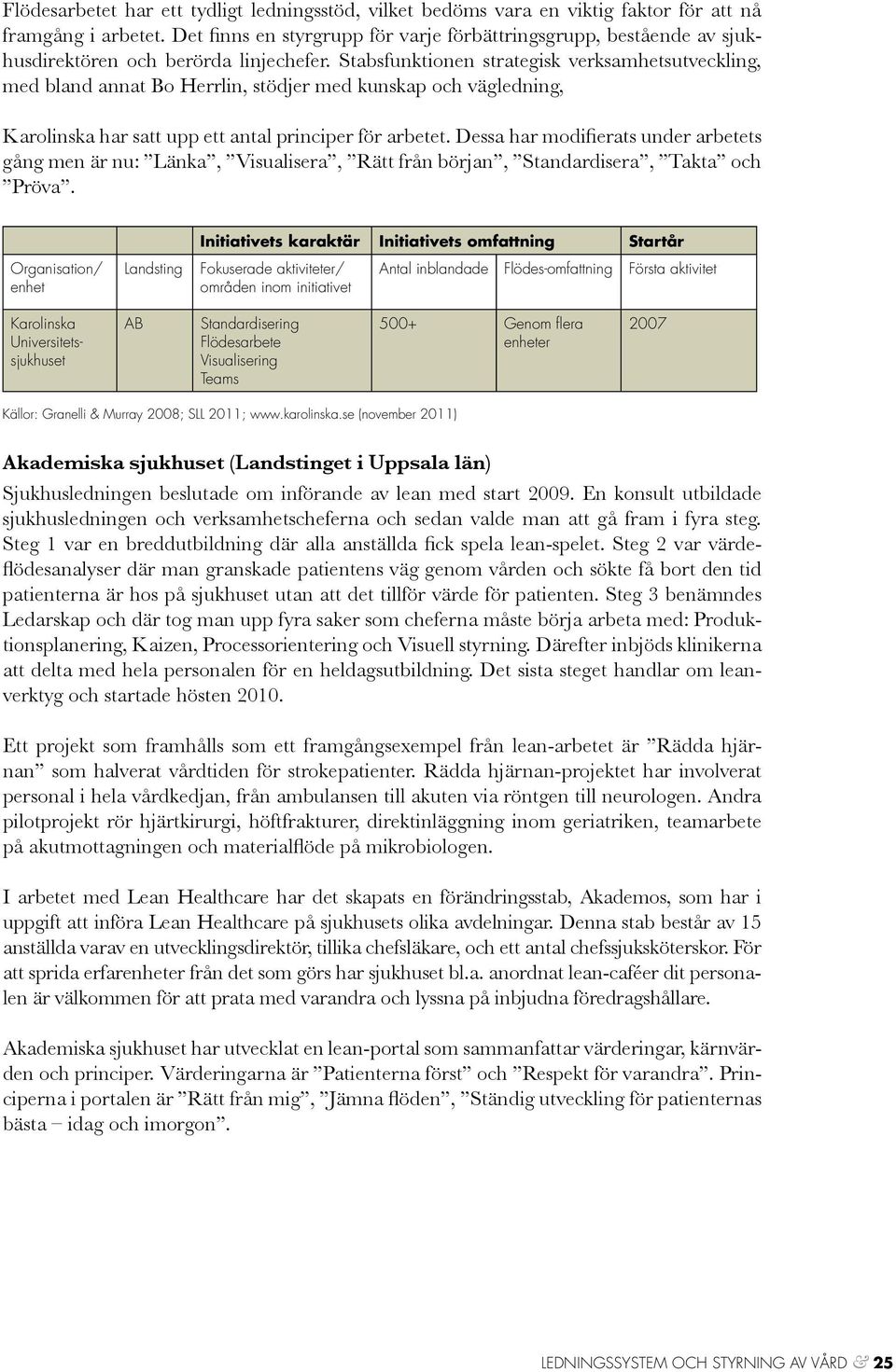 Stabsfunktionen strategisk verksamhetsutveckling, med bland annat Bo Herrlin, stödjer med kunskap och vägledning, Karolinska har satt upp ett antal principer för arbetet.