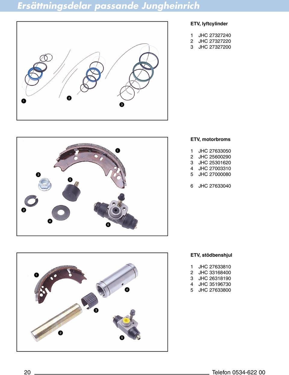 25301620 4 JHC 27003310 5 JHC 27000080 6 JHC 27633040 ETV, stödbenshjul 1 JHC