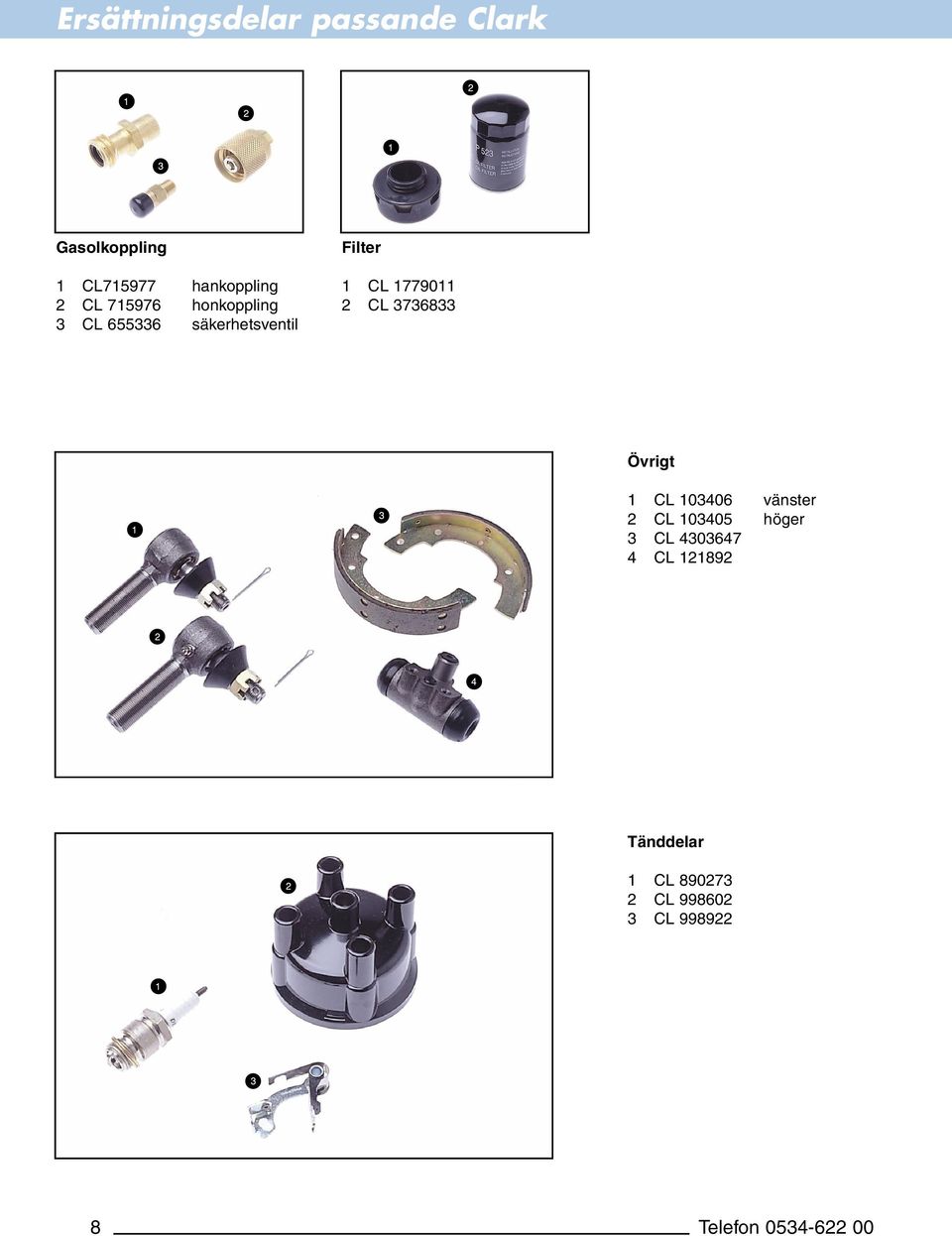 CL 3736833 Övrigt 1 CL 103406 vänster 2 CL 103405 höger 3 CL 4303647 4