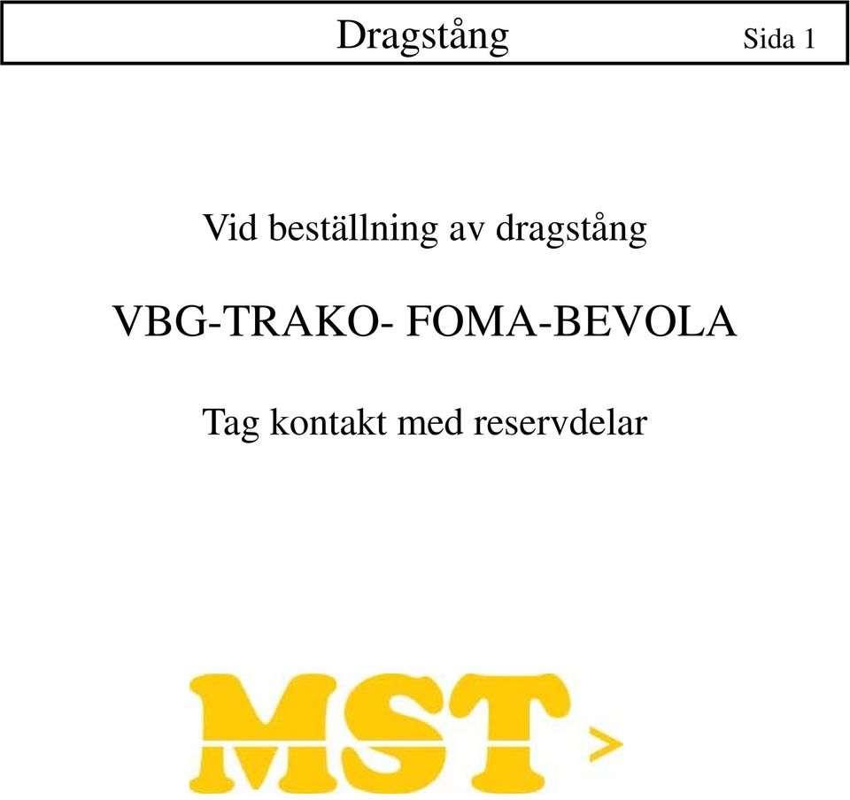 dragstång VBG-TRAKO-