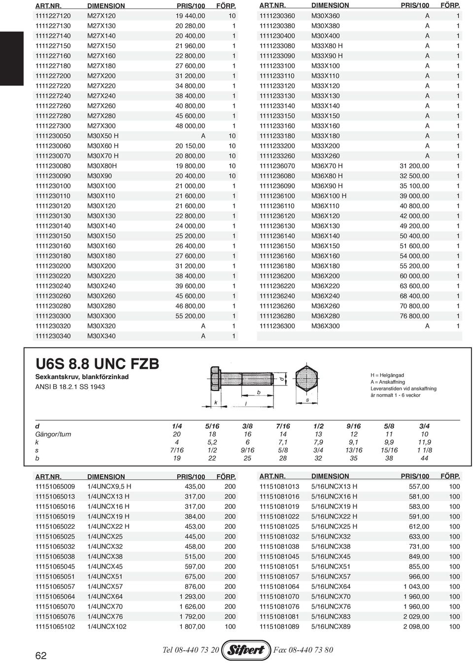 1111230060 M30X60 H 20 150,00 10 1111230070 M30X70 H 20 800,00 10 1111230080 M30X80H 19 800,00 10 1111230090 M30X90 20 400,00 10 1111230100 M30X100 21 000,00 1 1111230110 M30X110 21 600,00 1