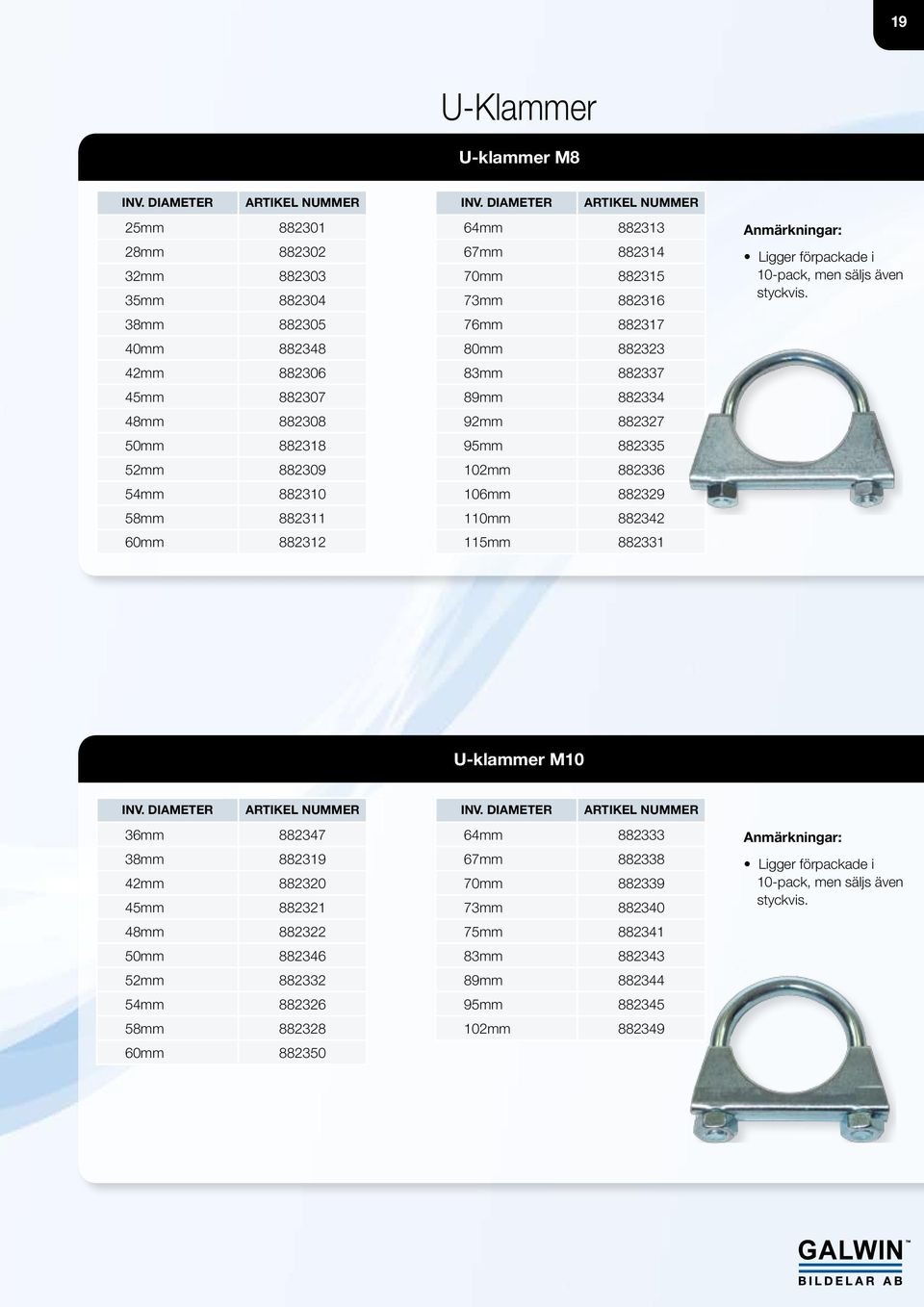 DIAMETER 64mm 882313 67mm 882314 70mm 882315 73mm 882316 76mm 882317 80mm 882323 83mm 882337 89mm 882334 92mm 882327 95mm 882335 102mm 882336 106mm 882329 110mm 882342 115mm 882331 Ligger