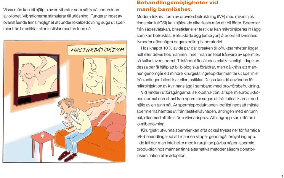 Modern teknik i form av provrörsbefruktning (IVF) med mikroinjektionsteknik (ICSI) kan hjälpa de allra flesta män att bli fäder.