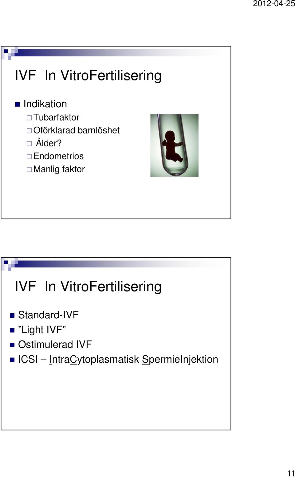 Endometrios Manlig faktor IVF In VitroFertilisering