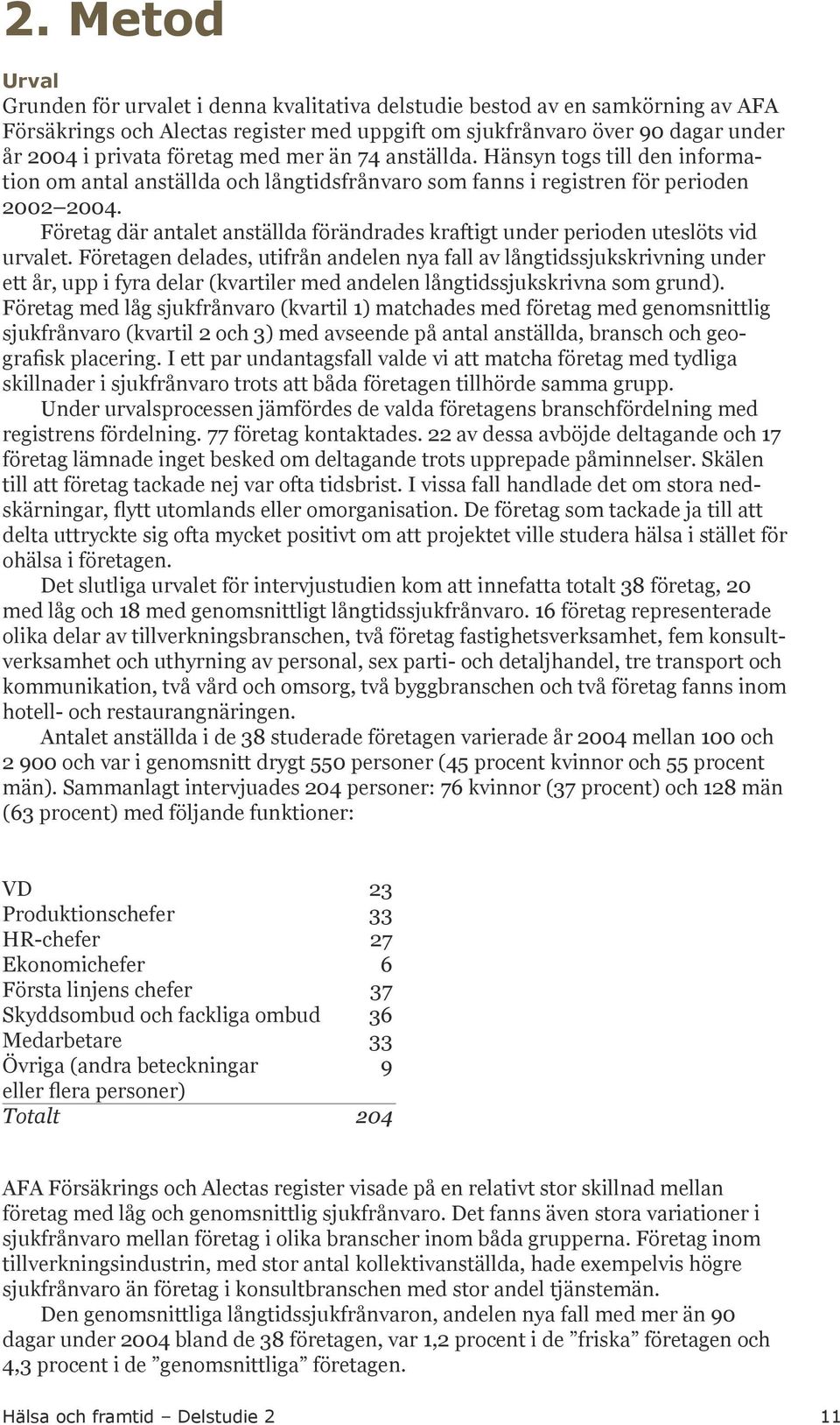 Företag där antalet anställda förändrades kraftigt under perioden uteslöts vid urvalet.