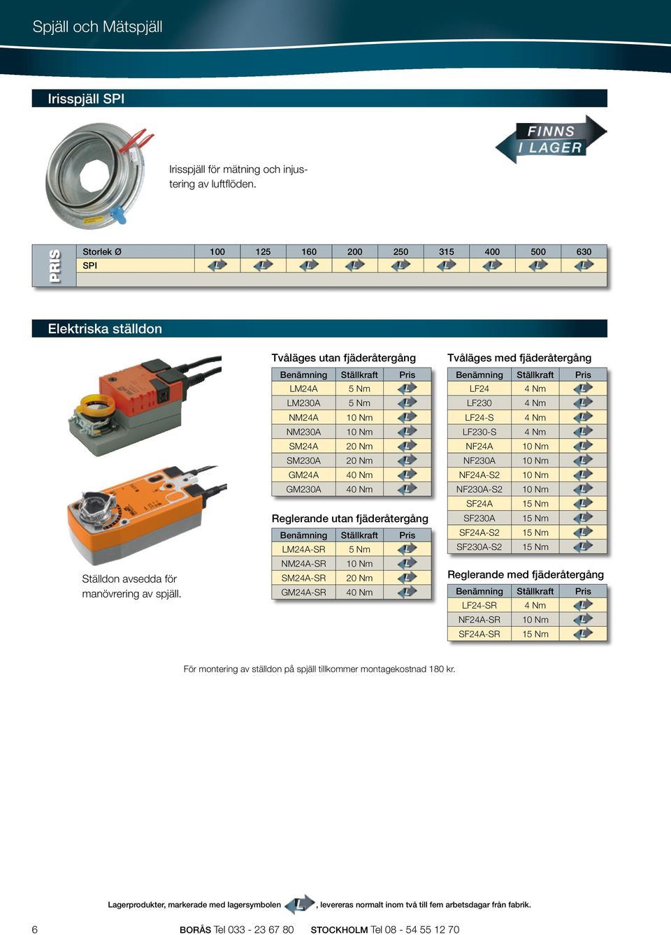 Benämning Ställkraft Pris Benämning Ställkraft Pris LM24A 5 Nm LF24 4 Nm LM230A 5 Nm LF230 4 Nm NM24A 10 Nm LF24-S 4 Nm NM230A 10 Nm LF230-S 4 Nm SM24A 20 Nm NF24A 10 Nm SM230A 20 Nm NF230A 10 Nm