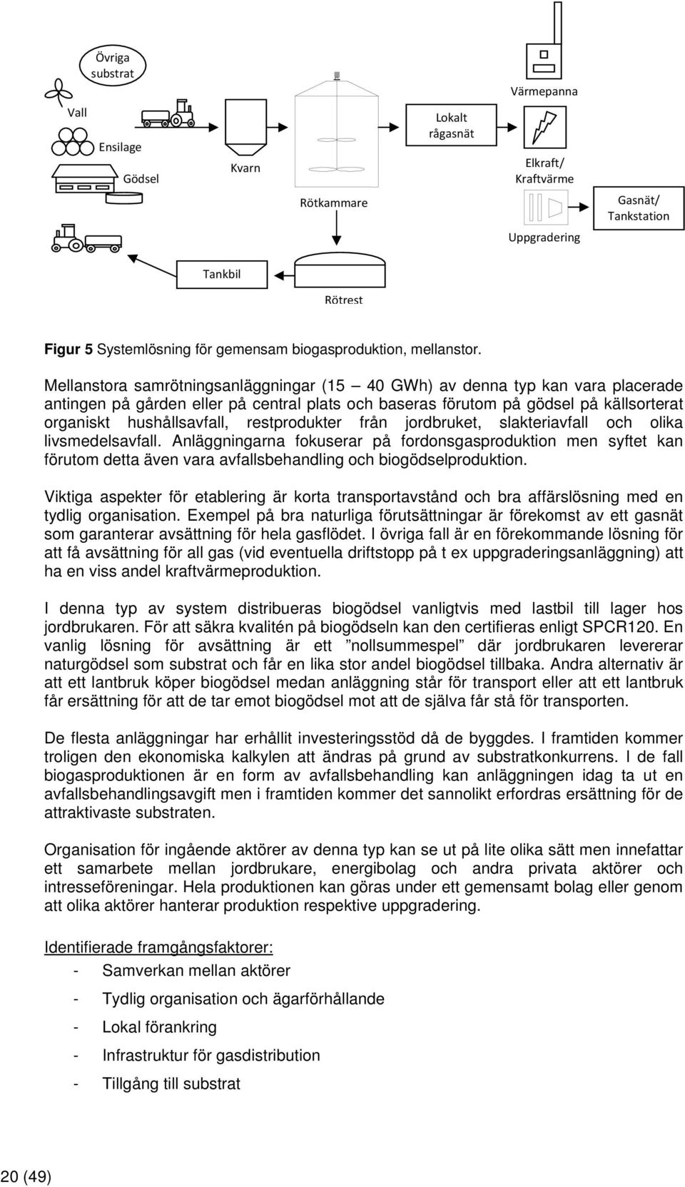 Mellanstora samrötningsanläggningar (15 40 GWh) av denna typ kan vara placerade antingen på gården eller på central plats och baseras förutom på gödsel på källsorterat organiskt hushållsavfall,