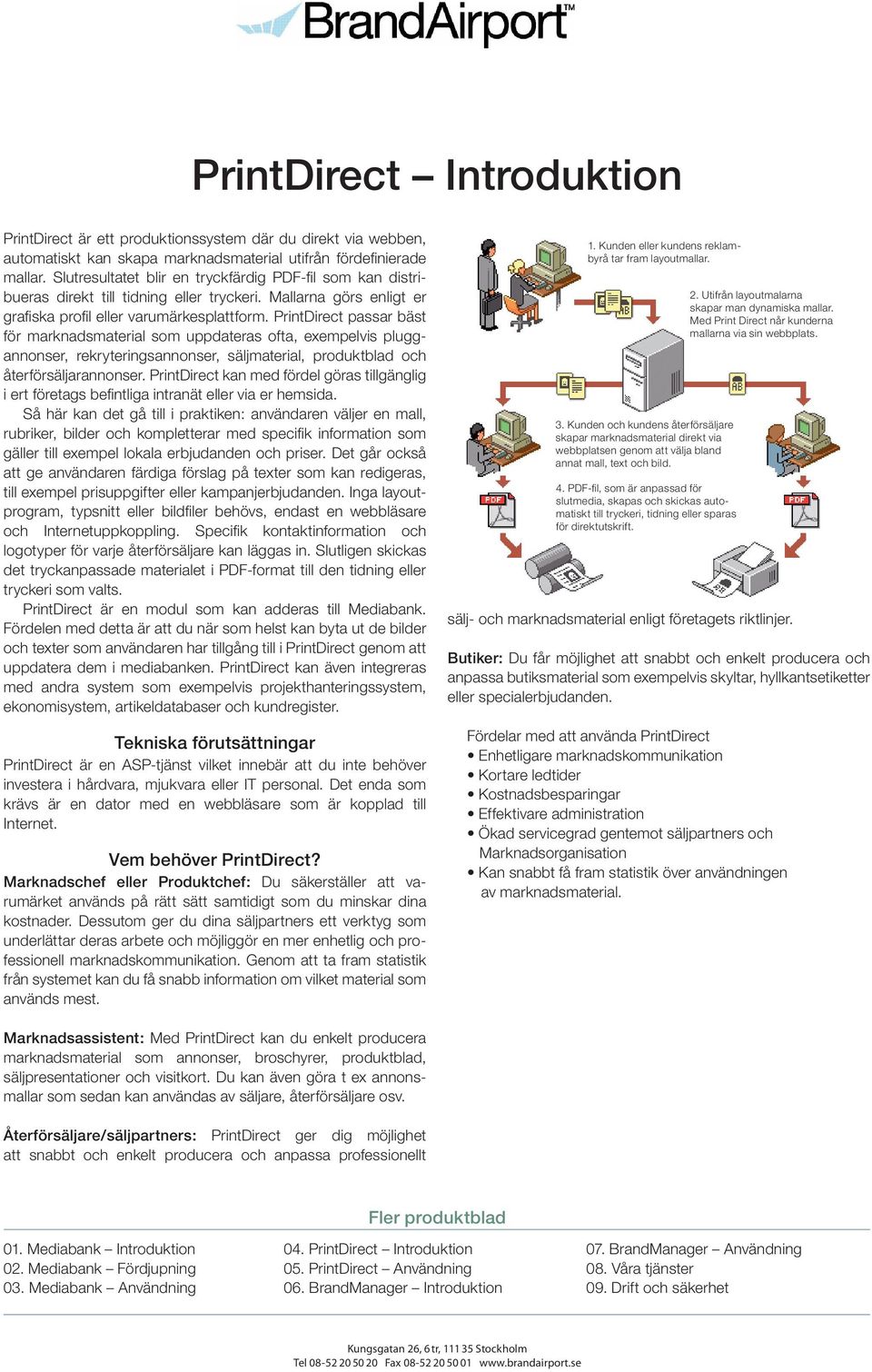 PrintDirect passar bäst för marknadsmaterial som uppdateras ofta, exempelvis pluggannonser, rekryteringsannonser, säljmaterial, produktblad och återförsäljarannonser.