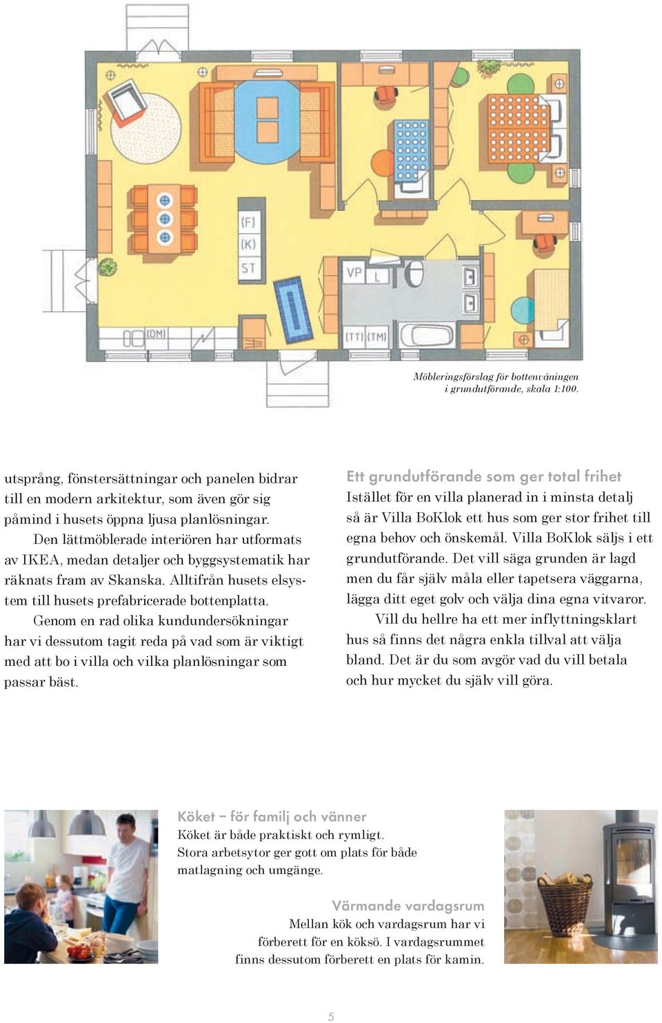 Den lättmöblerade interiören har utformats av IKEA, medan detaljer och byggsystematik har räknats fram av Skanska. Alltifrån husets elsystem till husets prefabricerade bottenplatta.