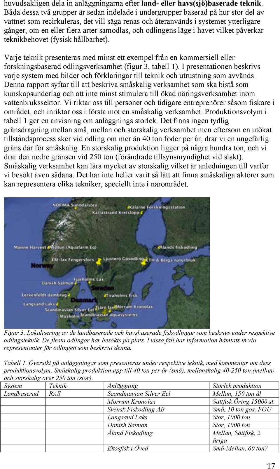 samodlas, och odlingens läge i havet vilket påverkar teknikbehovet (fysisk hållbarhet).