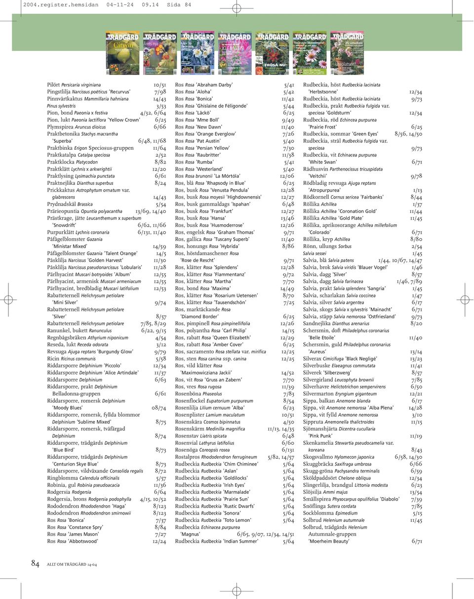 Pion, lukt Paeonia lactiflora Yellow Crown 6/25 Plymspirea Aruncus dioicus 6/66 Praktbetonika Stachys macrantha Superba 6/48, 11/68 Praktbinka Erigon Speciosus-gruppen 11/64 Praktkatalpa Catalpa