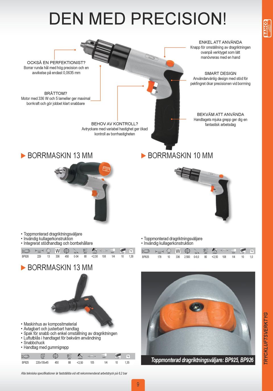 Användarvänlig design med stöd för pekfingret ökar precisionen vid borrning BRÅTTOM? Motor med 336 W och 5 lameller ger maximal borrkraft och gör jobbet klart snabbare BEHOV AV KONTROLL?