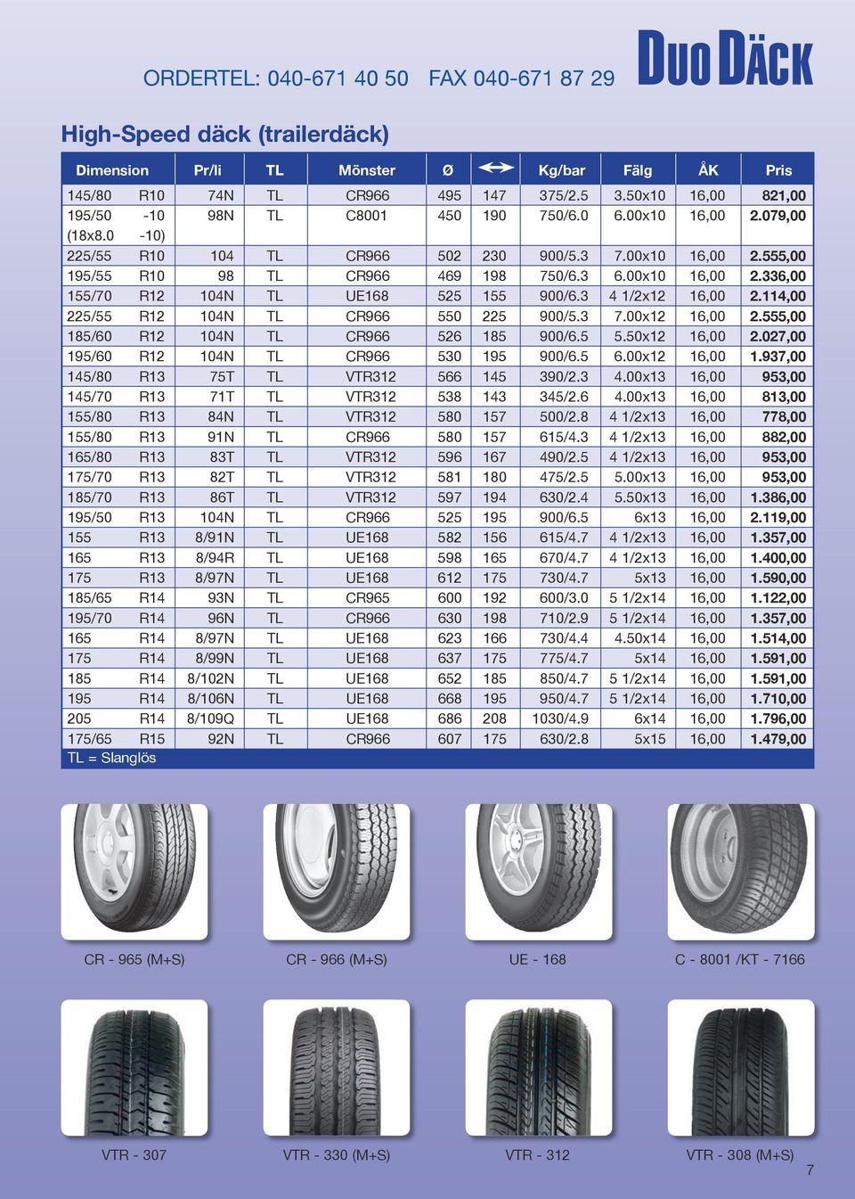 00x10 16,00 2.336,00 155/70 R12 104N TL UE168 525 155 900/6.3 4 1/2x12 16,00 2.114,00 225/55 R12 104N TL CR966 550 225 900/5.3 7.00x12 16,00 2.555,00 185/60 R12 104N TL CR966 526 185 900/6.5 5.