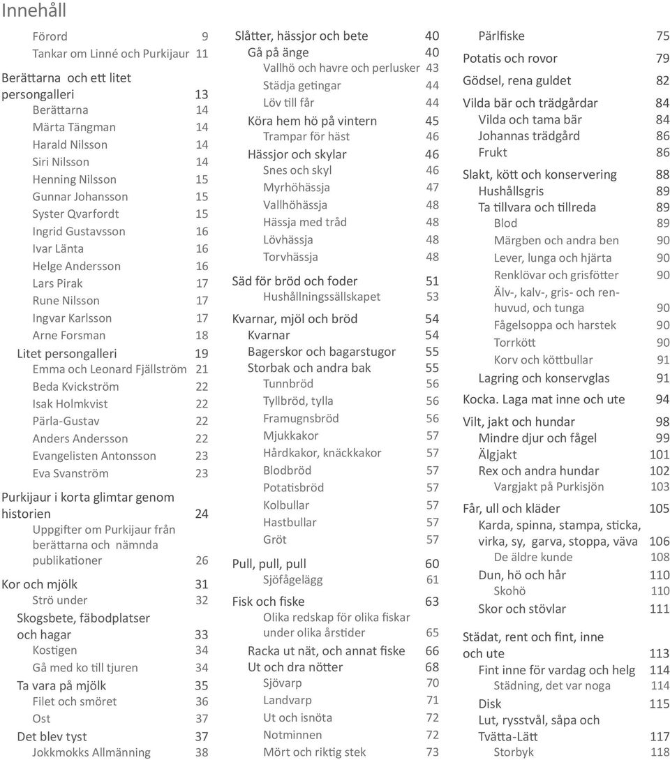 Kvickström 22 Isak Holmkvist 22 Pärla-Gustav 22 Anders Andersson 22 Evangelisten Antonsson 23 Eva Svanström 23 Purkijaur i korta glimtar genom historien 24 Uppgifter om Purkijaur från berättarna och