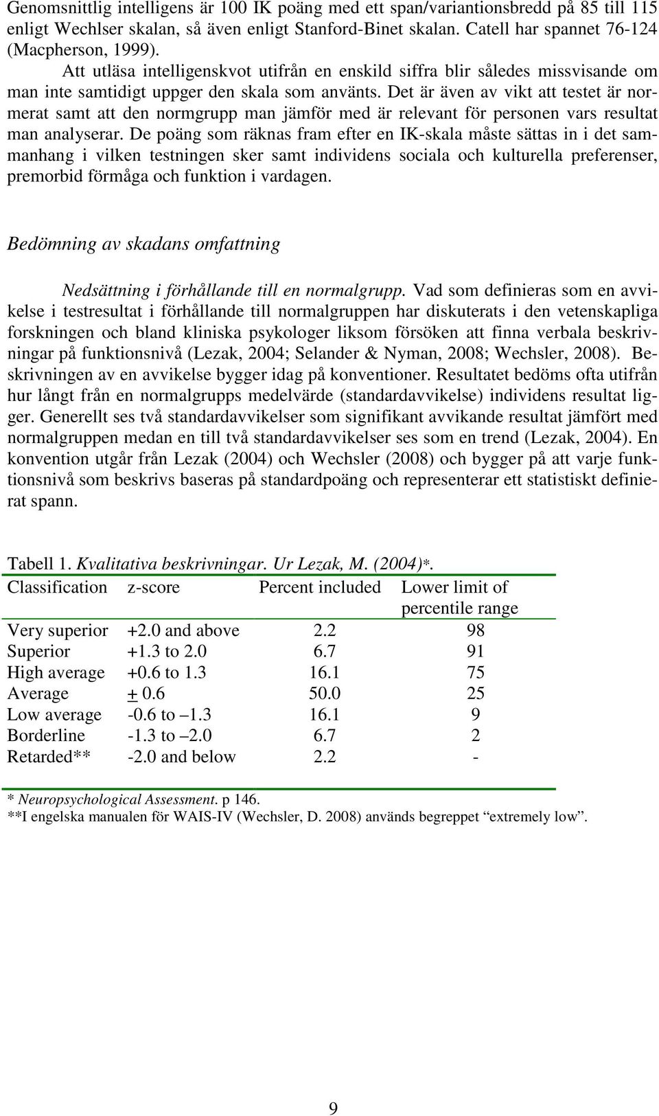 Det är även av vikt att testet är normerat samt att den normgrupp man jämför med är relevant för personen vars resultat man analyserar.