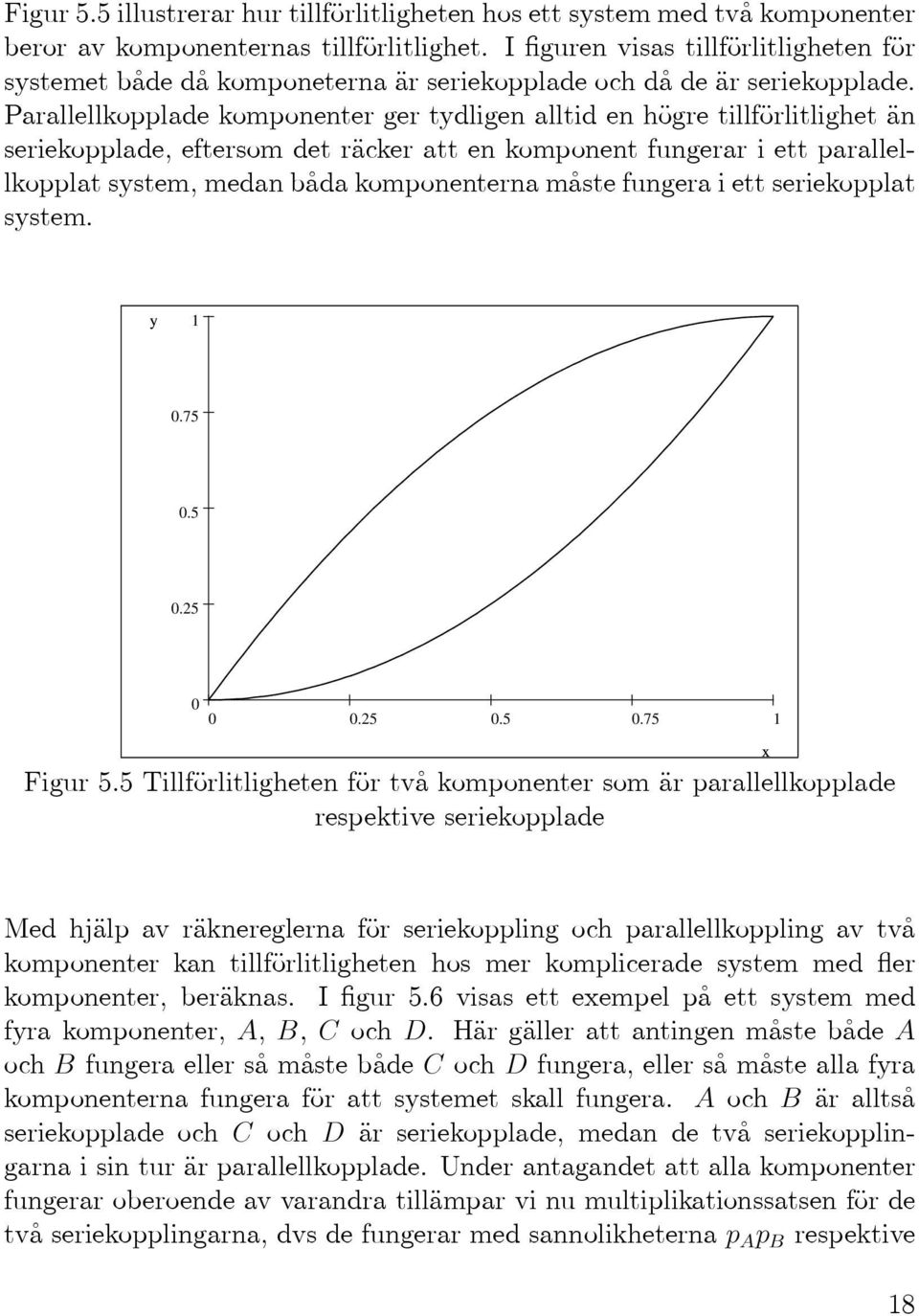 Parallellkopplade komponenter ger tydligen alltid en högre tillförlitlighet än seriekopplade, eftersom det räcker att en komponent fungerar i ett parallellkopplat system, medan båda komponenterna