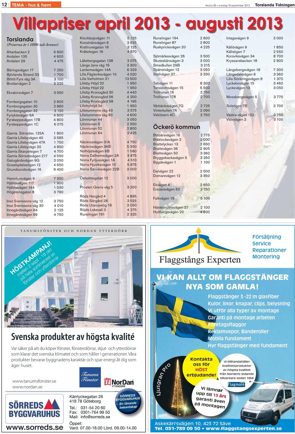 120 Fyrlyktevägen 6A 4 600 Fyrskeppsvägen 17B 4 800 Fyrskeppsvägen 1C 6 075 Gamla Sörredsv.