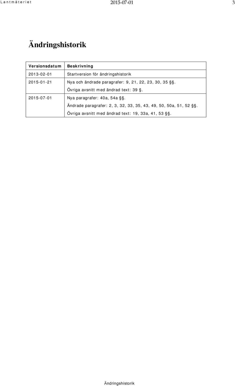 Övriga avsnitt med ändrad text: 39. 2015-07-01 Nya paragrafer: 40a, 54a.