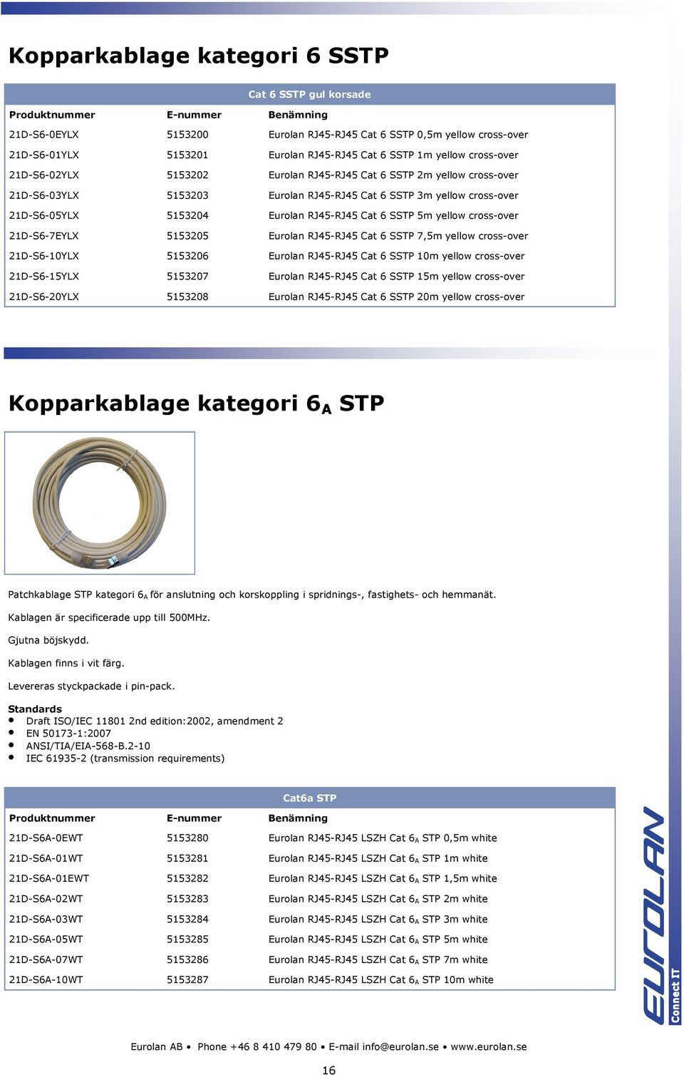 yellow cross-over 21D-S6-7EYLX 5153205 Eurolan RJ45-RJ45 Cat 6 SSTP 7,5m yellow cross-over 21D-S6-10YLX 5153206 Eurolan RJ45-RJ45 Cat 6 SSTP 10m yellow cross-over 21D-S6-15YLX 5153207 Eurolan