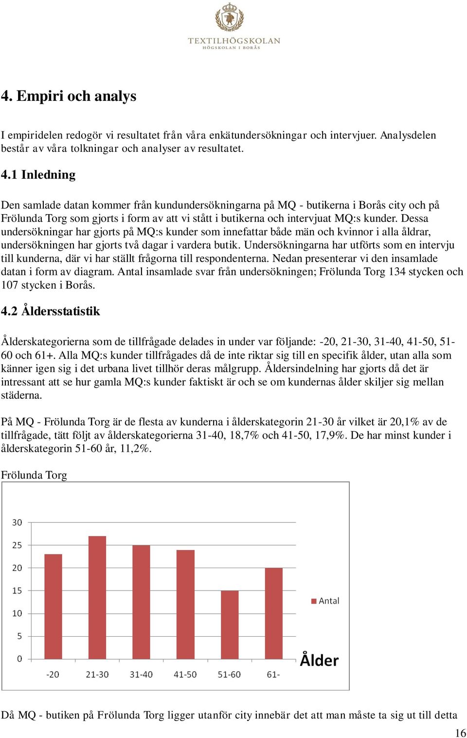 Dessa undersökningar har gjorts på MQ:s kunder som innefattar både män och kvinnor i alla åldrar, undersökningen har gjorts två dagar i vardera butik.