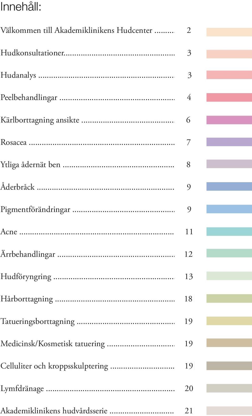 .. 11 Ärrbehandlingar... 12 Hudföryngring... 13 Hårborttagning... 18 Tatueringsborttagning.