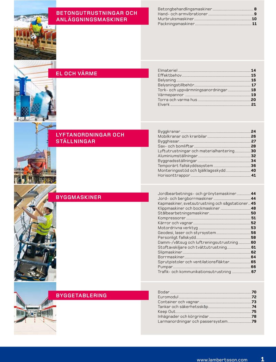 Sax- och bomliftar 28 Lyftutrustningar och materialhantering 30 Aluminiumställningar 32 Byggnadsställningar 34 Temporärt fallskyddssystem 36 Monteringsstöd och bjälklagsskydd 40 Horisonttrappor 41