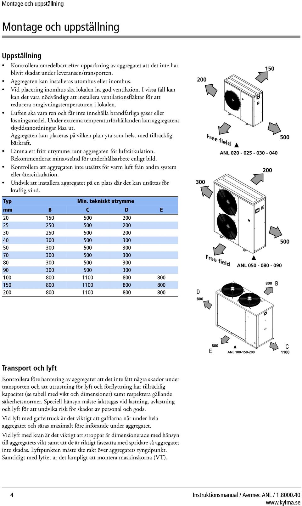 I vissa fall kan kan det vara nödvändigt att installera ventilationsfläktar för att reducera omgivningstemperaturen i lokalen.