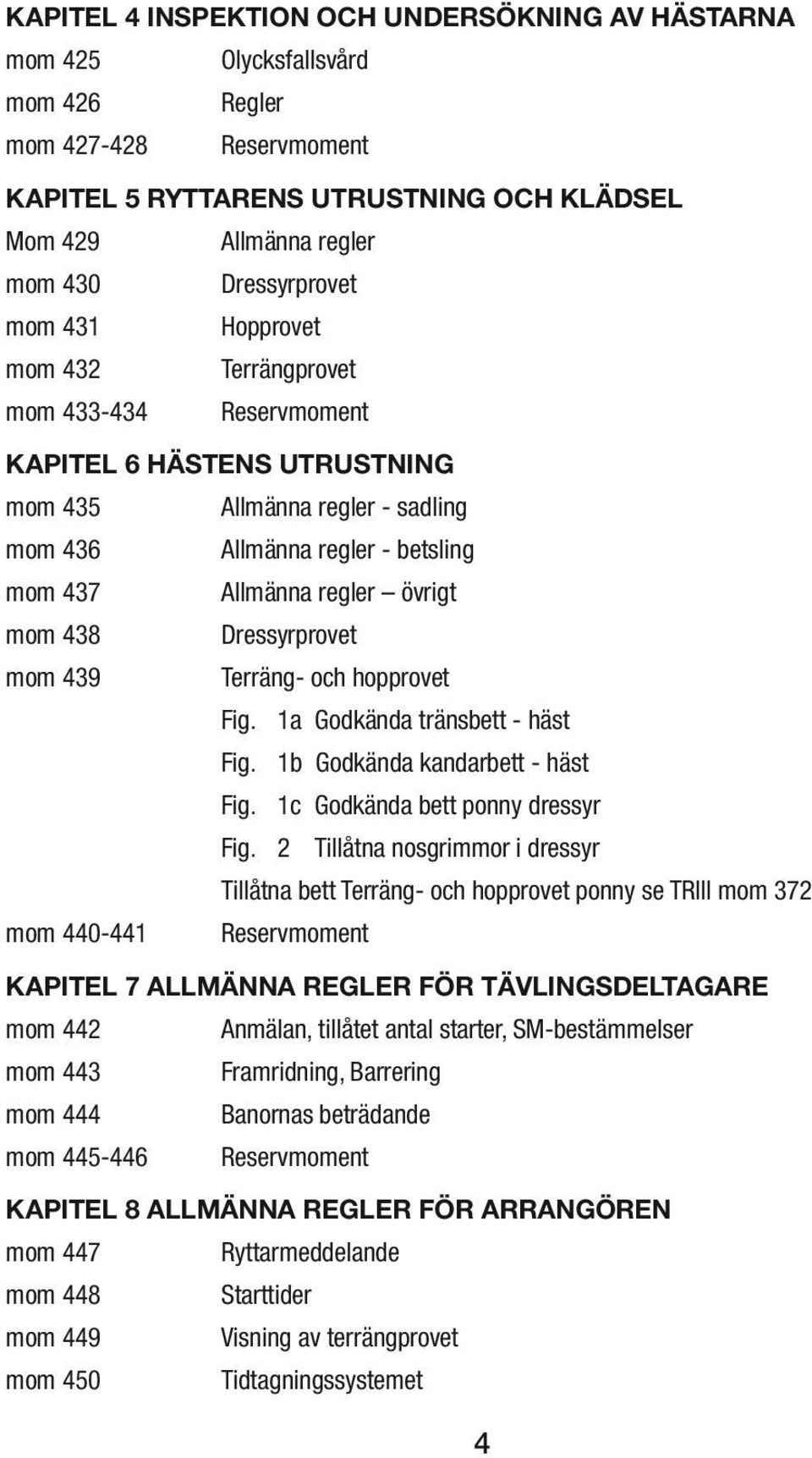 regler övrigt mom 438 Dressyrprovet mom 439 Terräng- och hopprovet Fig. 1a Godkända tränsbett - häst Fig. 1b Godkända kandarbett - häst Fig. 1c Godkända bett ponny dressyr Fig.