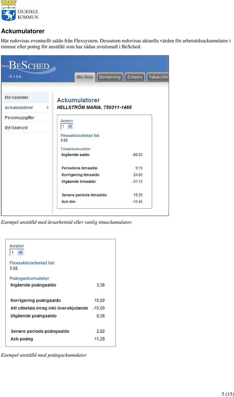 eller poäng för anställd som har sådan avtalsmall i BeSched.