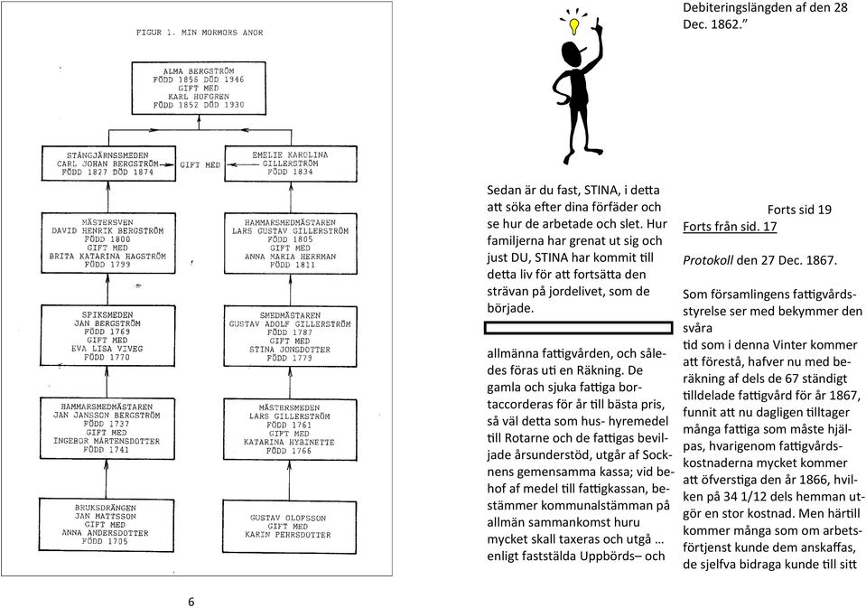 De gamla och sjuka fattiga bortaccorderas för år till bästa pris, så väl detta som hus- hyremedel till Rotarne och de fattigas beviljade årsunderstöd, utgår af Socknens gemensamma kassa; vid behof af