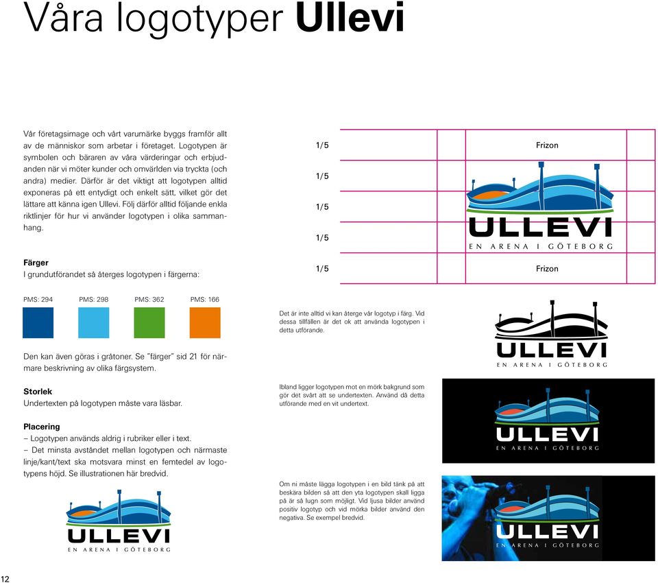 Därför är det viktigt att logotypen alltid exponeras på ett entydigt och enkelt sätt, vilket gör det lättare att känna igen Ullevi.