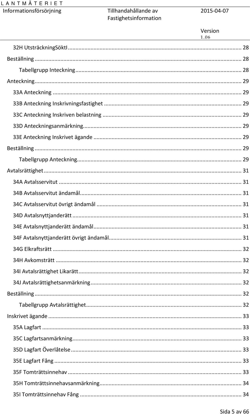 .. 31 34C Avtalsservitut övrigt ändamål... 31 34D Avtalsnyttjanderätt... 31 34E Avtalsnyttjanderätt ändamål... 31 34F Avtalsnyttjanderätt övrigt ändamål... 31 34G Elkraftsrätt... 32 34H Avkomsträtt.