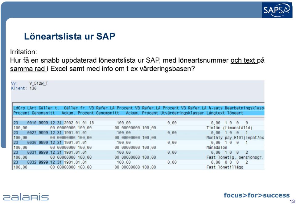 löneartsnummer och text på samma rad i