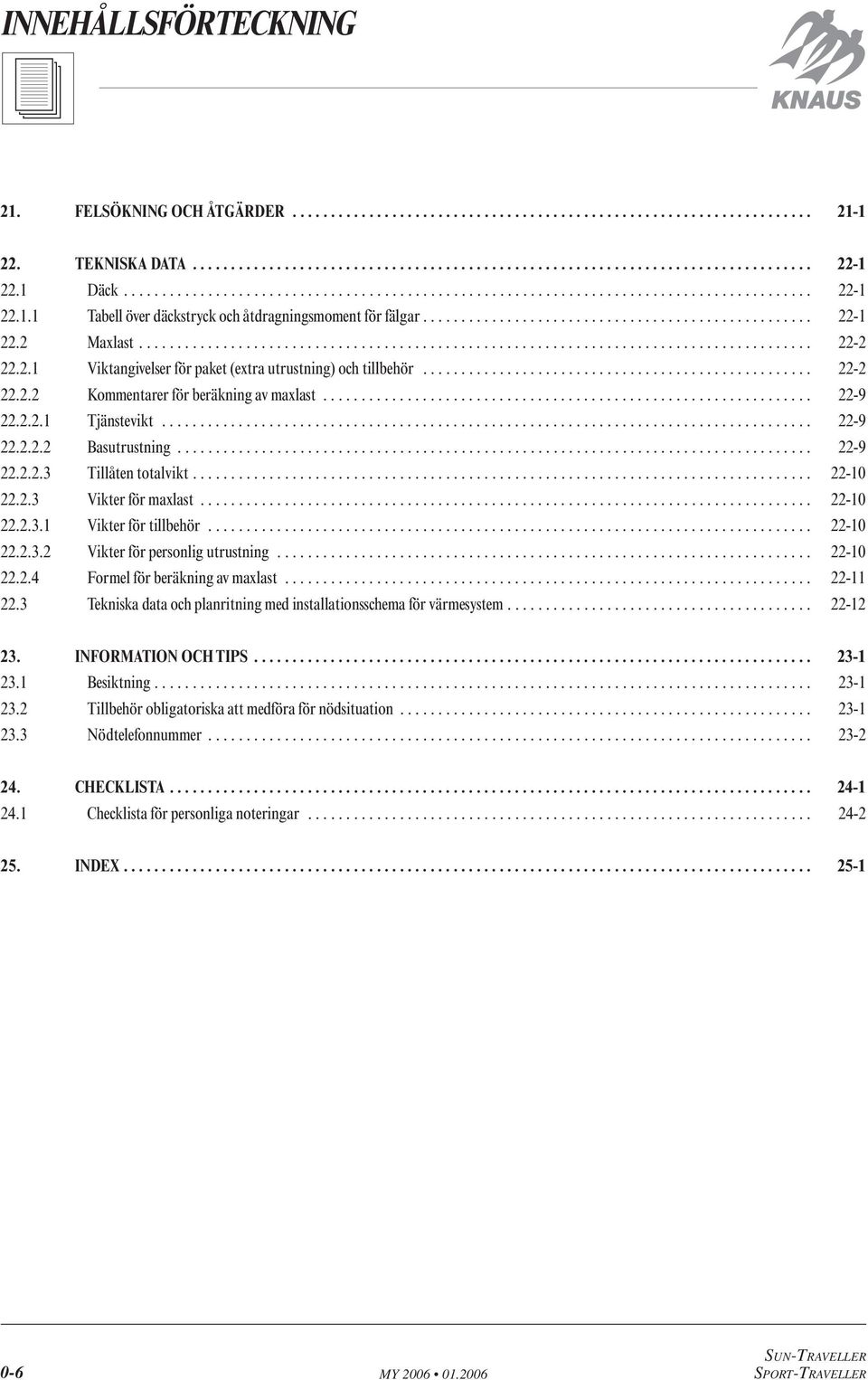 ....................................................................................... 22-2 22.2.1 Viktangivelser för paket (extra utrustning) och tillbehör................................................... 22-2 22.2.2 Kommentarer för beräkning av maxlast.