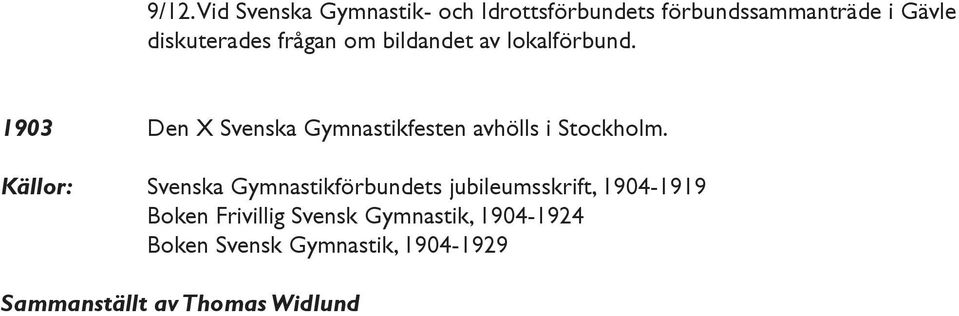 1903 Den X Svenska Gymnastikfesten avhölls i Stockholm.