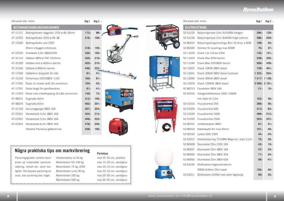 318:- 159:- 47-22220 Enkelbalk 3,2m 380V/220V 330:- 165:- 47-31110 Glättare 380V ø 750 1015mm 420:- 210:- 47-31200 Glättare kant ø 600mm bensin 420:- 210:- 47-31240 Glättare ø 950mm bensin 446:-