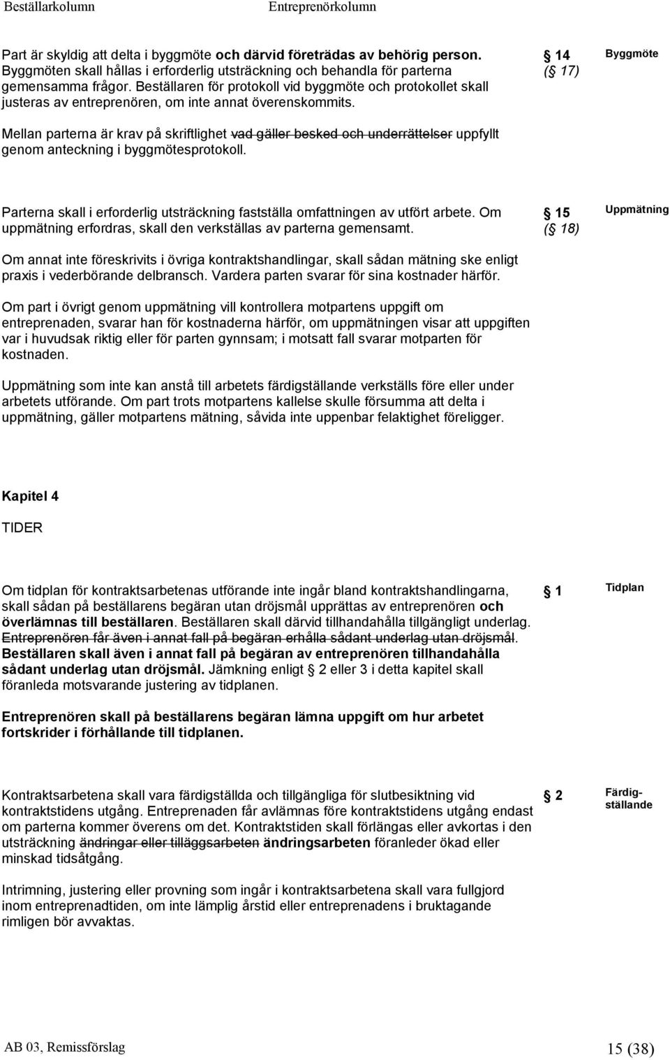 Mellan parterna är krav på skriftlighet vad gäller besked och underrättelser uppfyllt genom anteckning i byggmötesprotokoll.