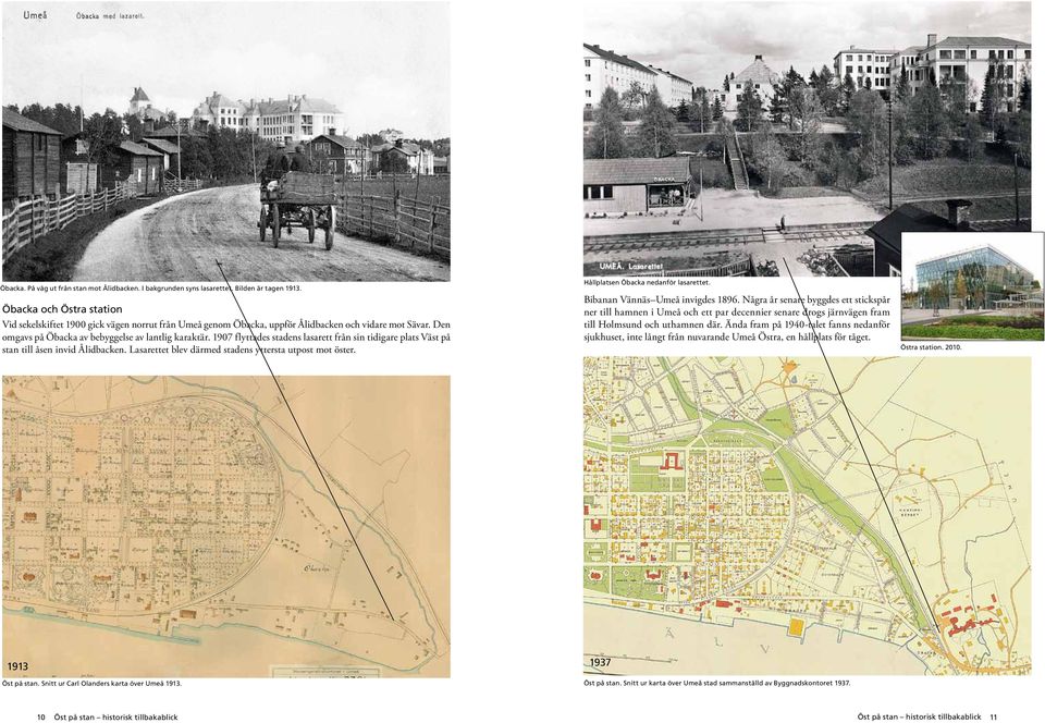 1907 flyttades stadens lasarett från sin tidigare plats Väst på stan till åsen invid Ålidbacken. Lasarettet blev därmed stadens yttersta utpost mot öster. Hållplatsen Öbacka nedanför lasarettet.