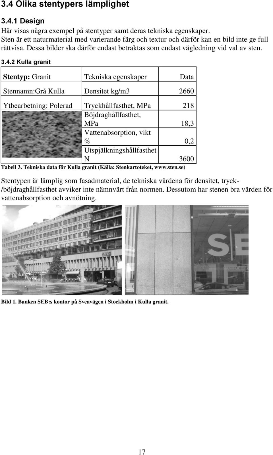 2 Kulla granit Stentyp: Granit Tekniska egenskaper Data Stennamn:Grå Kulla Densitet kg/m3 2660 Ytbearbetning: Polerad Tryckhållfasthet, MPa 218 Böjdraghållfasthet, MPa 18,3 Vattenabsorption, vikt %