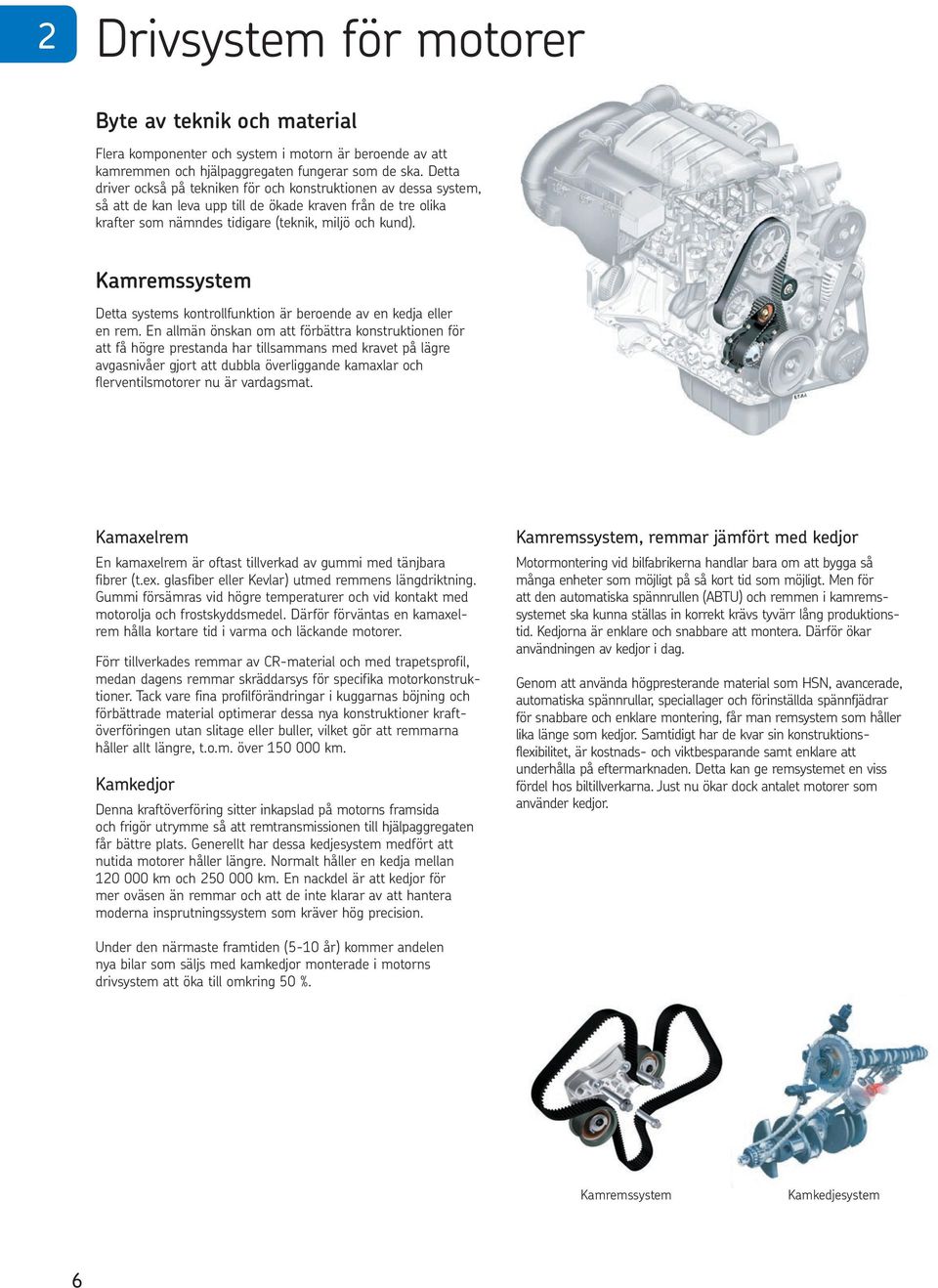 Kamremssystem Detta systems kontrollfunktion är beroende av en kedja eller en rem.