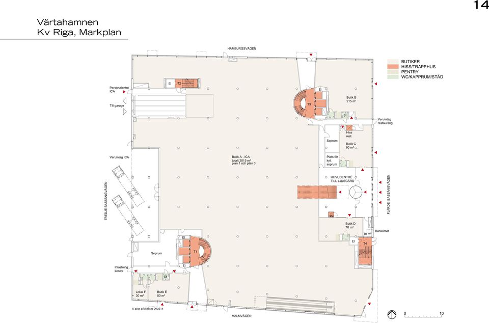 Butik C 90 m² Varuintag ICA Butik A - ICA totalt 3015 m² plan 1 och plan 0 lats för kylt soprum REDJE
