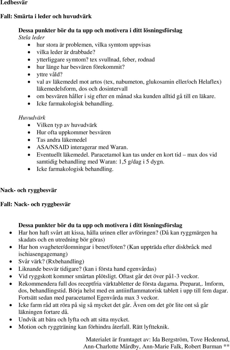 val av läkemedel mot artos (tex, nabumeton, glukosamin eller/och Helaflex) läkemedelsform, dos och dosintervall om besvären håller i sig efter en månad ska kunden alltid gå till en läkare.