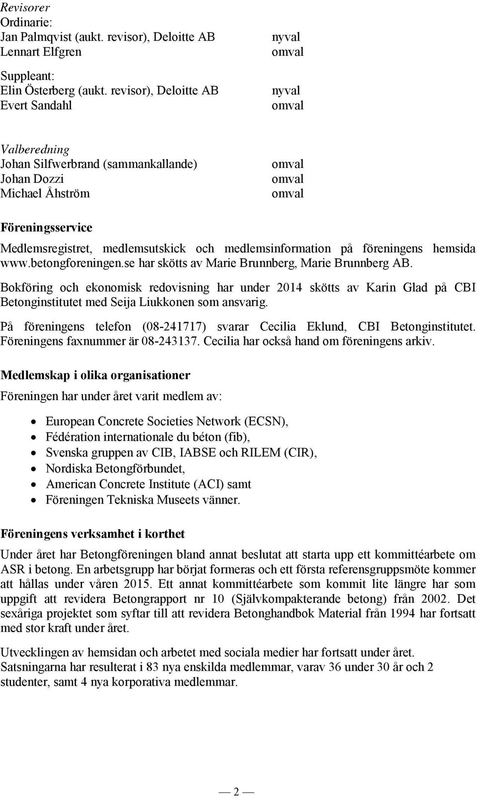 medlemsutskick och medlemsinformation på föreningens hemsida www.betongforeningen.se har skötts av Marie Brunnberg, Marie Brunnberg AB.