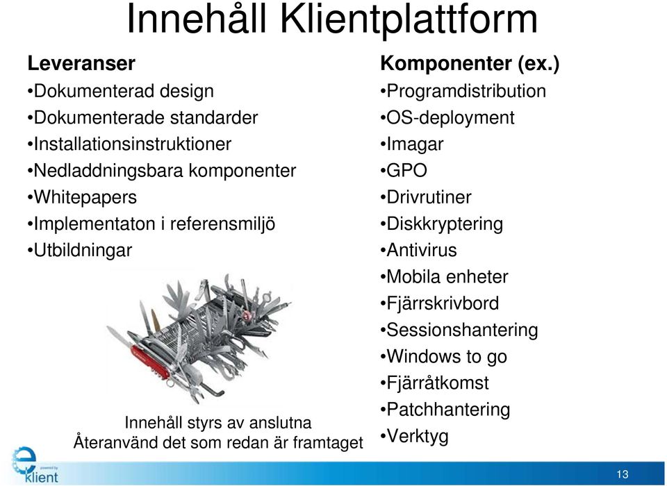 Återanvänd det som redan är framtaget Komponenter (ex.